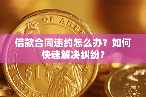 武汉借款合同违约怎么办？如何快速解决纠纷？